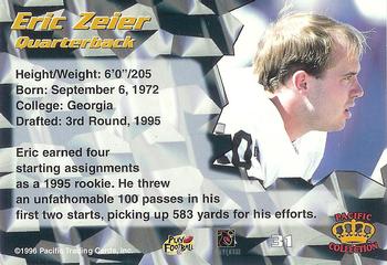 1996 Pacific #31 Eric Zeier Back