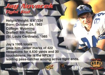 1996 Pacific #106 Jay Novacek Back
