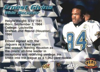 1996 Pacific #207 Ernest Givins Back