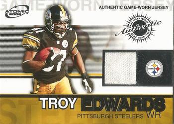 2002 Pacific Atomic - Game-Worn Jerseys Patch Variation #74 Troy Edwards Front