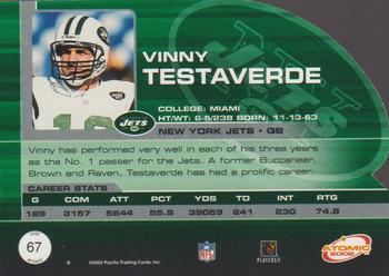 2002 Pacific Atomic - Gold #67 Vinny Testaverde Back