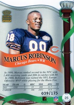 2002 Pacific Crown Royale - Blue #25 Marcus Robinson Back