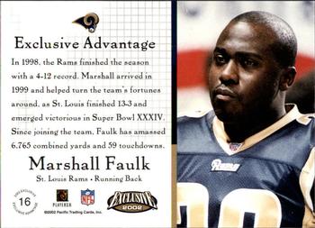 2002 Pacific Exclusive - Exclusive Advantage #16 Marshall Faulk Back