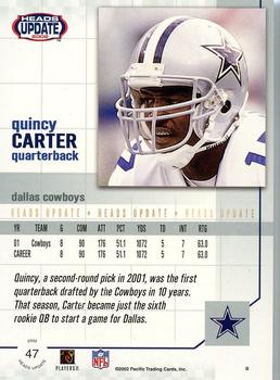 2002 Pacific Heads Update - Red #47 Quincy Carter Back