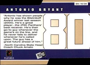 2002 Press Pass - Big Numbers #BN16 Antonio Bryant Back