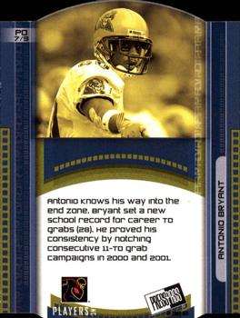 2002 Press Pass - Paydirt Die Cuts #PD7 Antonio Bryant Back