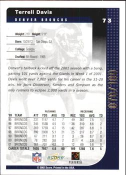 2002 Score - Final Score #73 Terrell Davis Back