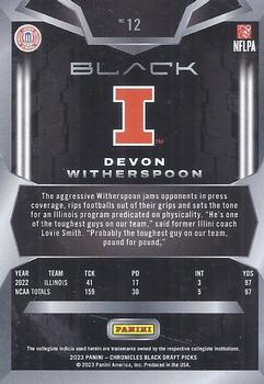 2023 Panini Chronicles Draft Picks - Contenders Optic #20 Devon Witherspoon Back