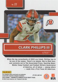 2023 Panini Chronicles Draft Picks - Donruss Optic Rated Rookies Pink #22 Clark Phillips III Back