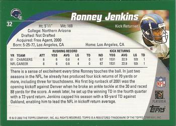 2002 Topps - Topps Collection #32 Ronney Jenkins Back