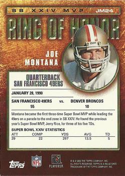 2002 Topps - Ring of Honor #JM24 Joe Montana Back