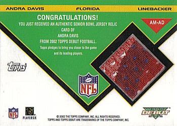 2002 Topps Debut - All-Star Material #AM-AD Andra Davis Back