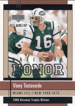 2002 UD Piece of History - National Honor #NH-8 Vinny Testaverde Front