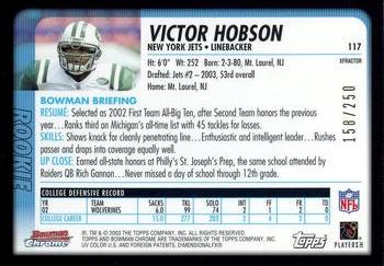 2003 Bowman Chrome - Xfractors #117 Victor Hobson Back