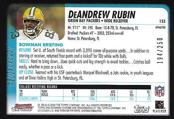 2003 Bowman Chrome - Xfractors #153 DeAndrew Rubin Back