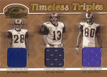2003 Donruss Classics - Timeless Triples Jerseys #TT-8 Kurt Warner / Marshall Faulk / Isaac Bruce Front