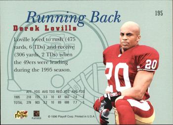 1996 Playoff Prime #195 Derek Loville Back