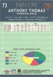 2003 Fleer Tradition - Minis #73 Anthony Thomas Back