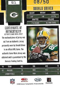 2003 Leaf Certified Materials - Mirror Blue #51 Donald Driver Back