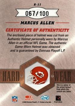 2003 Leaf Limited - Hardwear #H-11 Marcus Allen  Back