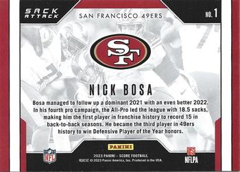 2023 Score - Sack Attack Orange #1 Nick Bosa Back