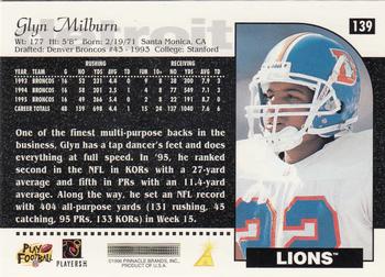 1996 Score #139 Glyn Milburn Back