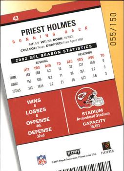 2003 Playoff Contenders - Playoff Ticket #43 Priest Holmes Back