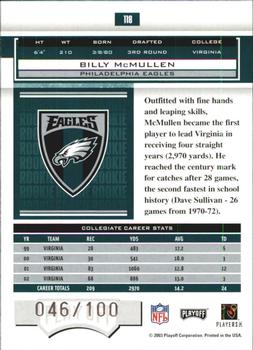 2003 Playoff Honors - X's #118 Billy McMullen Back