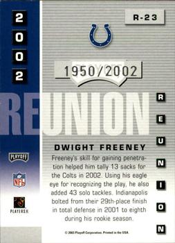2003 Playoff Prestige - 2002 Reunion #R-23 Dwight Freeney Back