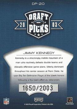 2003 Playoff Prestige - Draft Picks #DP-20 Jimmy Kennedy Back