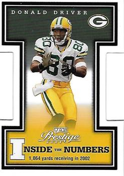 2003 Playoff Prestige - Inside the Numbers Die Cuts #IN-21 Donald Driver Front