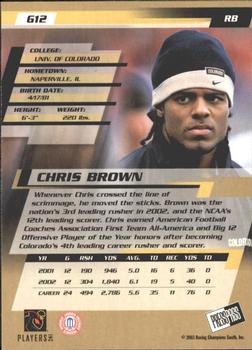 2003 Press Pass - Gold Zone #G12 Chris Brown Back