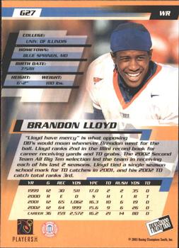 2003 Press Pass - Gold Zone #G27 Brandon Lloyd Back