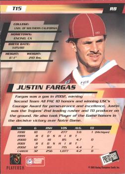 2003 Press Pass - Torquers #T15 Justin Fargas Back