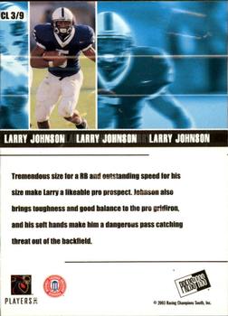 2003 Press Pass JE - Class of 2003 #CL3 Larry Johnson Back