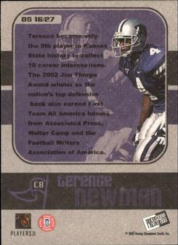 2003 Press Pass JE - Old School #OS16 Terence Newman Back