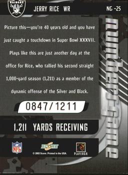 2003 Score - Numbers Game #NG-25 Jerry Rice Back