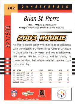 2003 Score - Scorecard #282 Brian St. Pierre Back