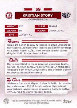 2023 Bowman University Alabama Crimson Tide #59 Kristian Story Back