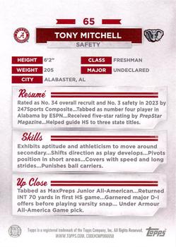 2023 Bowman University Alabama Crimson Tide #65 Tony Mitchell Back