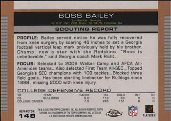 2003 Topps Draft Picks & Prospects - Chrome Gold Refractors #148 Boss Bailey Back