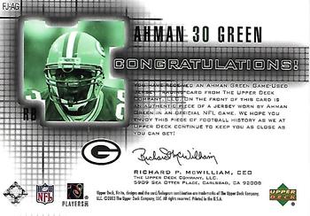 2003 Upper Deck Finite - Jerseys Black #FJ-AG Ahman Green Back