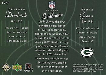 2003 Upper Deck Pros & Prospects - Gold #172 Dahrran Diedrick / Ahman Green Back