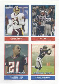 2004 Bazooka - Stickers #1 Champ Bailey / Ty Law / DeAngelo Hall / Dunta Robinson Front