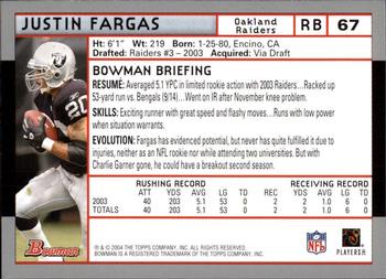 2004 Bowman - First Edition #67 Justin Fargas Back