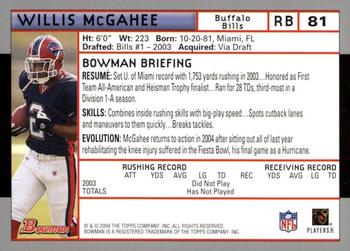 2004 Bowman - First Edition #81 Willis McGahee Back