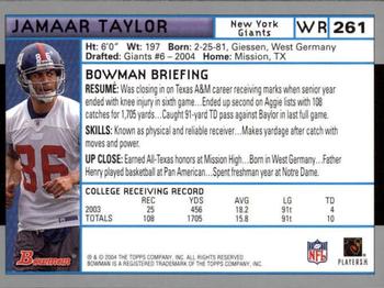 2004 Bowman - First Edition #261 Jamaar Taylor Back