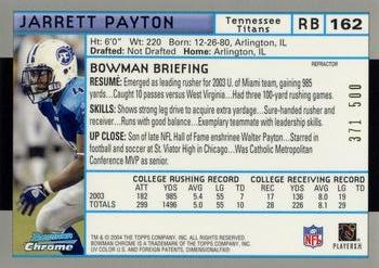 2004 Bowman Chrome - Refractors #162 Jarrett Payton Back