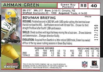 2004 Bowman Chrome - Xfractors #40 Ahman Green Back