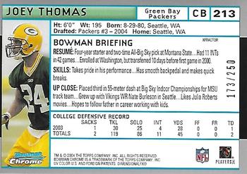 2004 Bowman Chrome - Xfractors #213 Joey Thomas Back